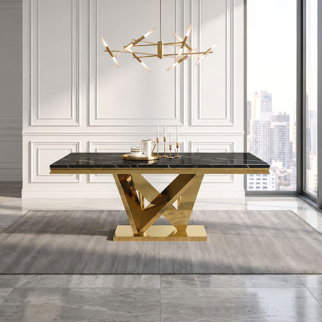 Valdevers Dining Table, Black/Gold