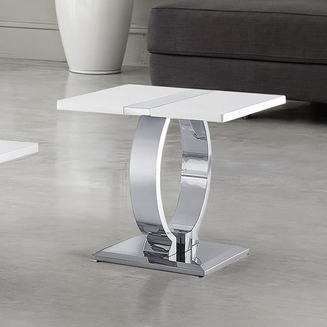 Horve End Table, Silver/White - view 5
