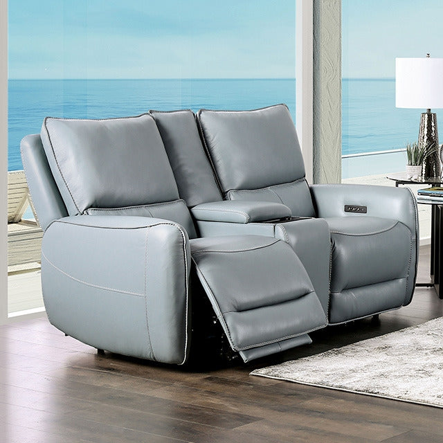 Phineas Power Loveseat, Pale Blue