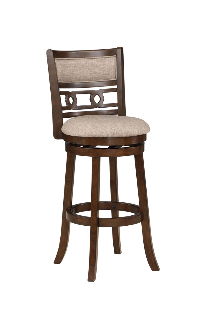 Gia  29" Swivel Barstool-Cherry W/brown Fabric Seat