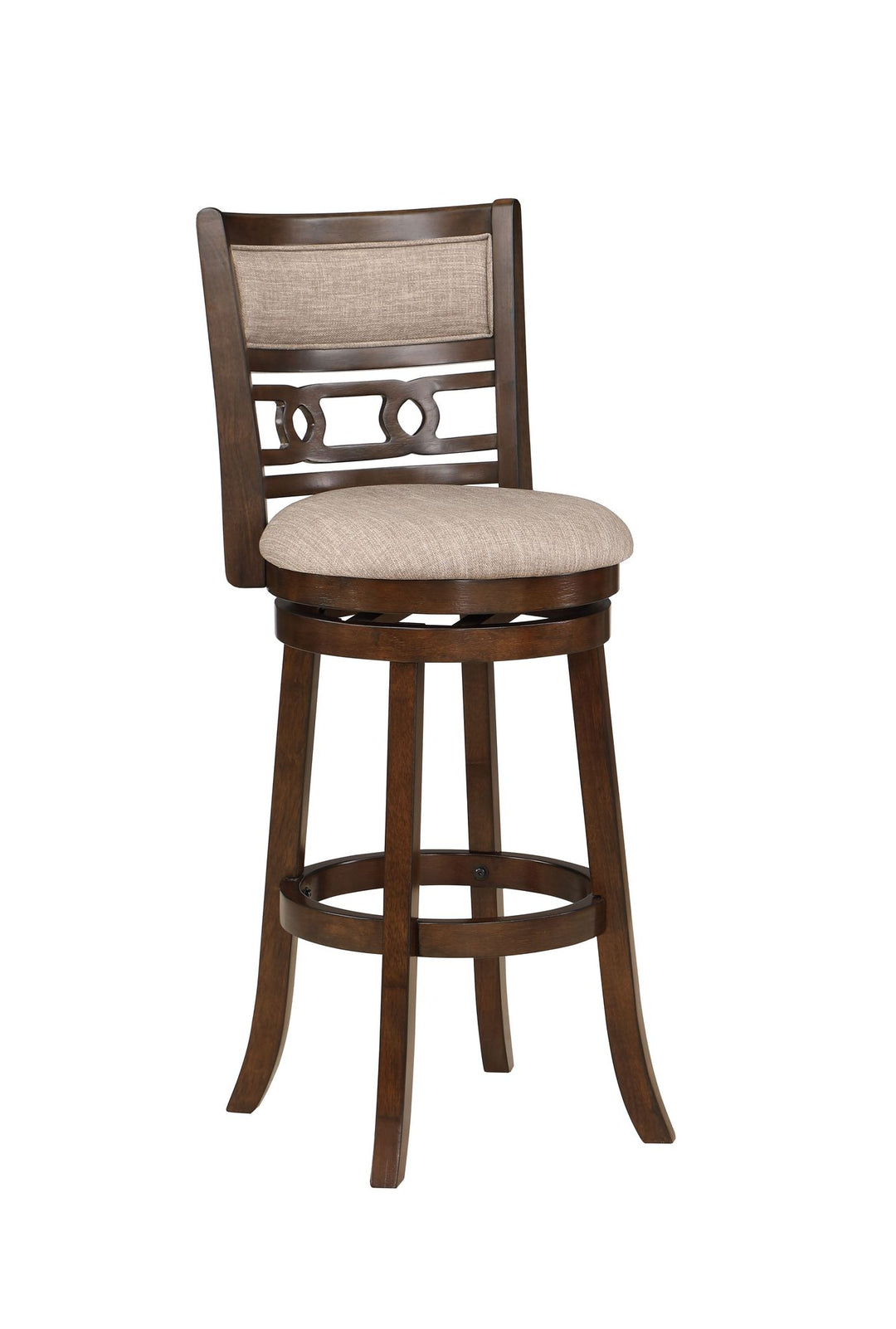 Gia  29" Swivel Barstool-Cherry W/brown Fabric Seat