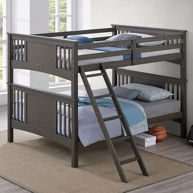 Spring Creek Full/Full Bunk Bed, Stain Gray