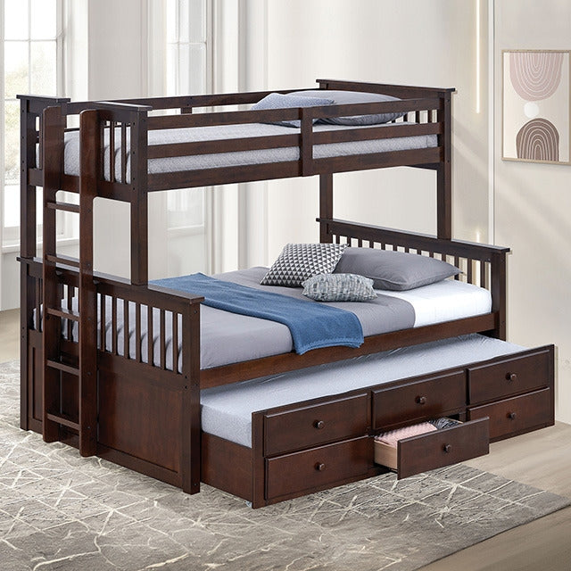 University Twin/Full Bunk Bed, Dark Walnut