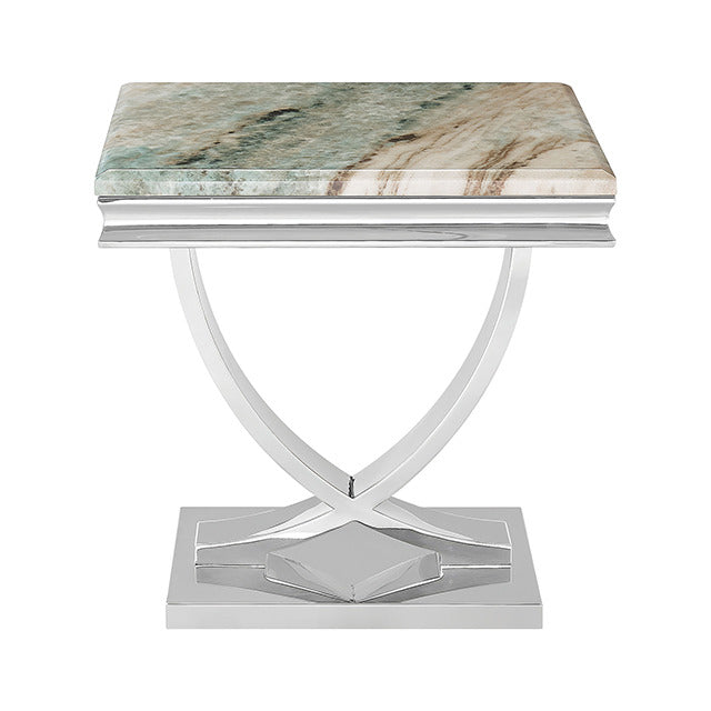 Wettingen End Table, Green/Chrome