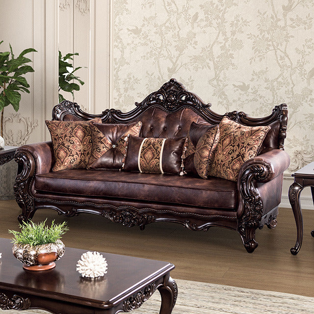 Palencia Sofa, Dark Cherry/Brown