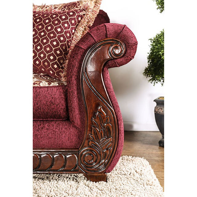 Tabitha Love Seat, Wine/Gold - view 5