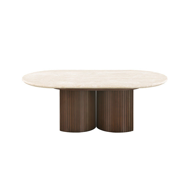 Alvik Coffee Oval Table, Light Beige/Walnut - view 3