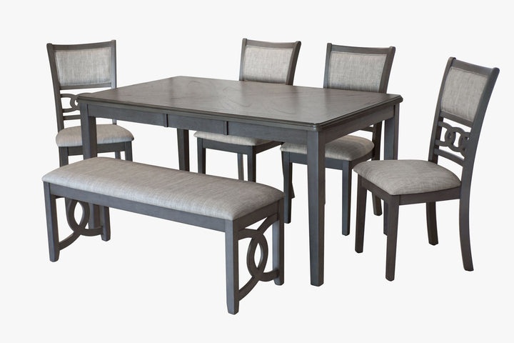 Gia 5 Pc 60" Dining Table &amp; 4 Chairs-Gray