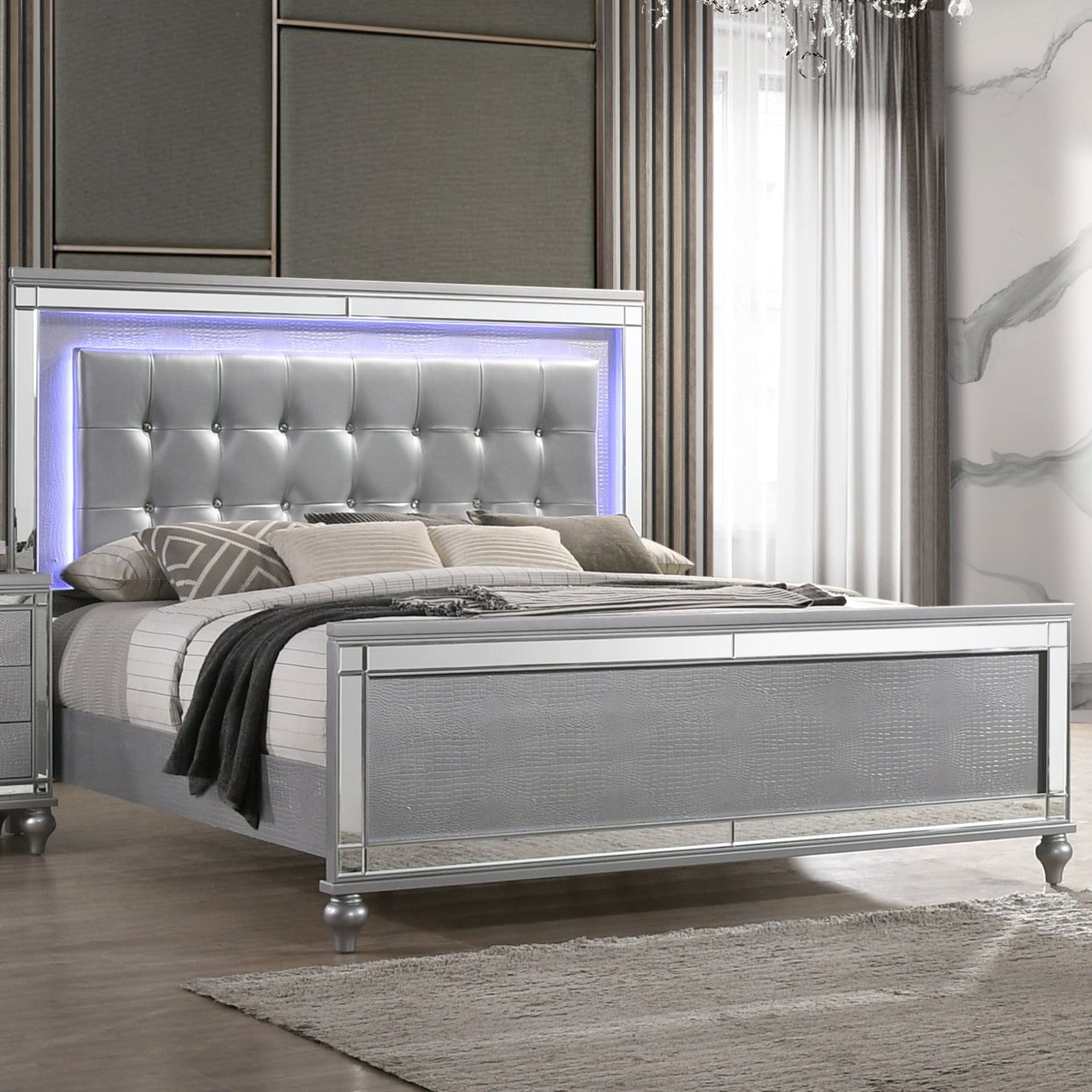 Valentino 6/6-6/0 K Footboard & Slats-Silver
