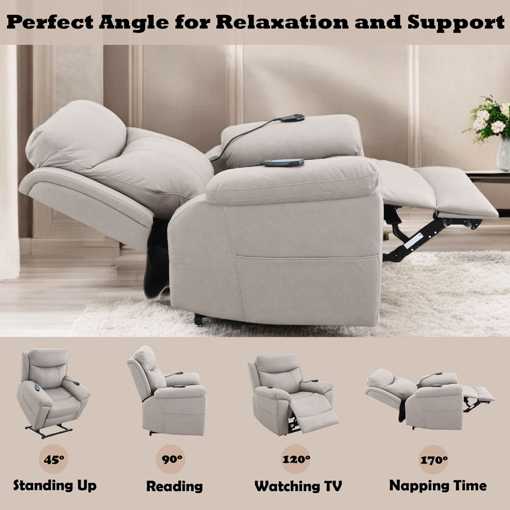 Chriki Power Recliner w/Lift & Heating & Massage – features callout