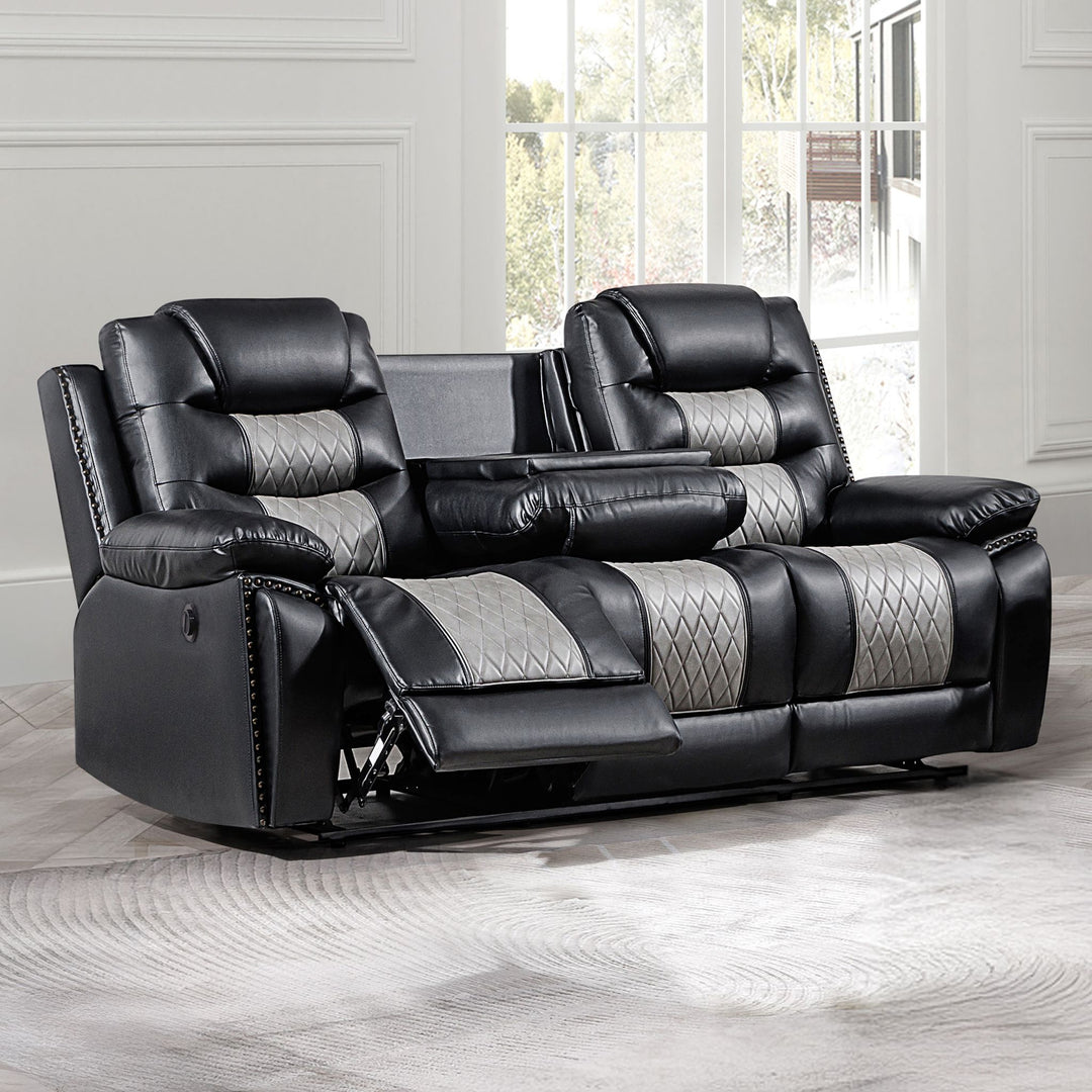 Nikko  Sofa W/pwr Fr-Black/gray