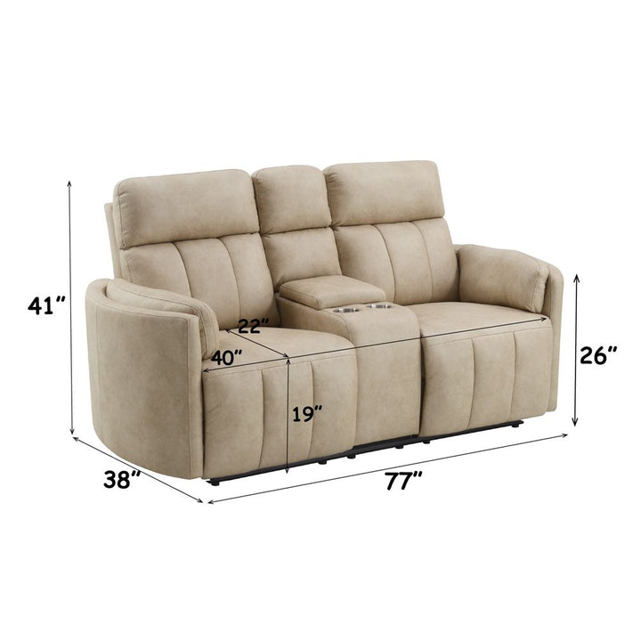 Elison Motion Loveseat w/Console – dimensions diagram