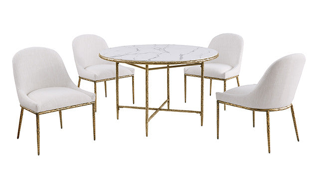 Balvi Round Dining Table, Matte Gold