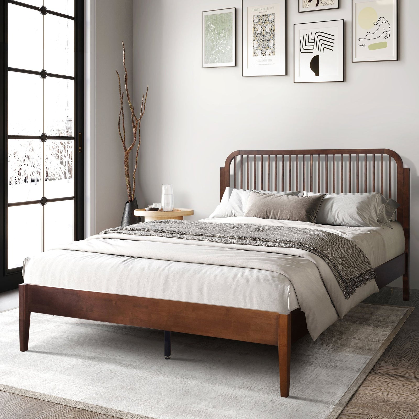 Soma 5/0 Queen Solid Wood Spindle Headboard-Walnut