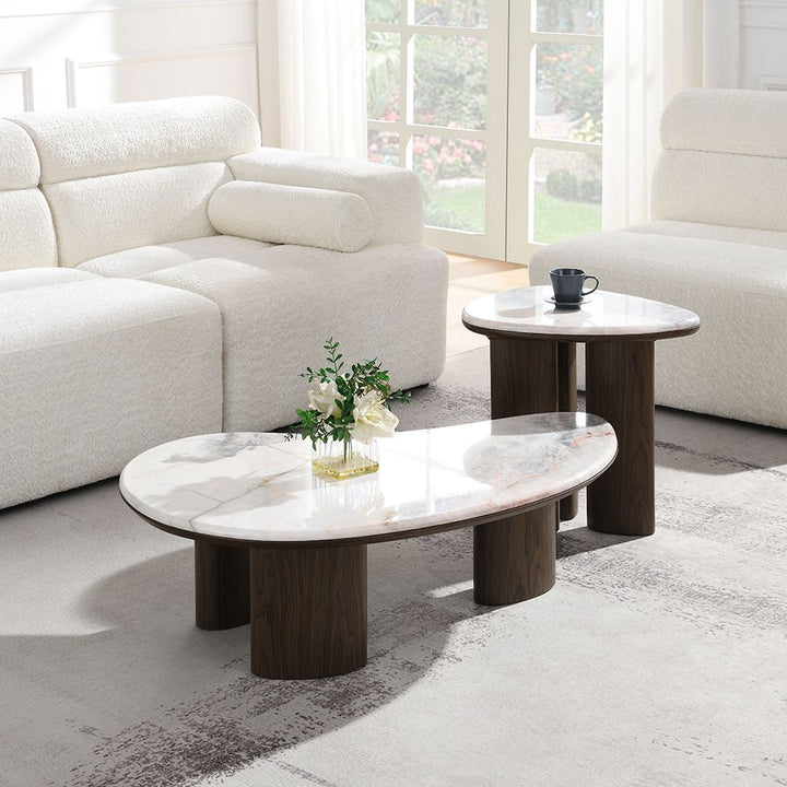 Hanale End Table with Natural Marble