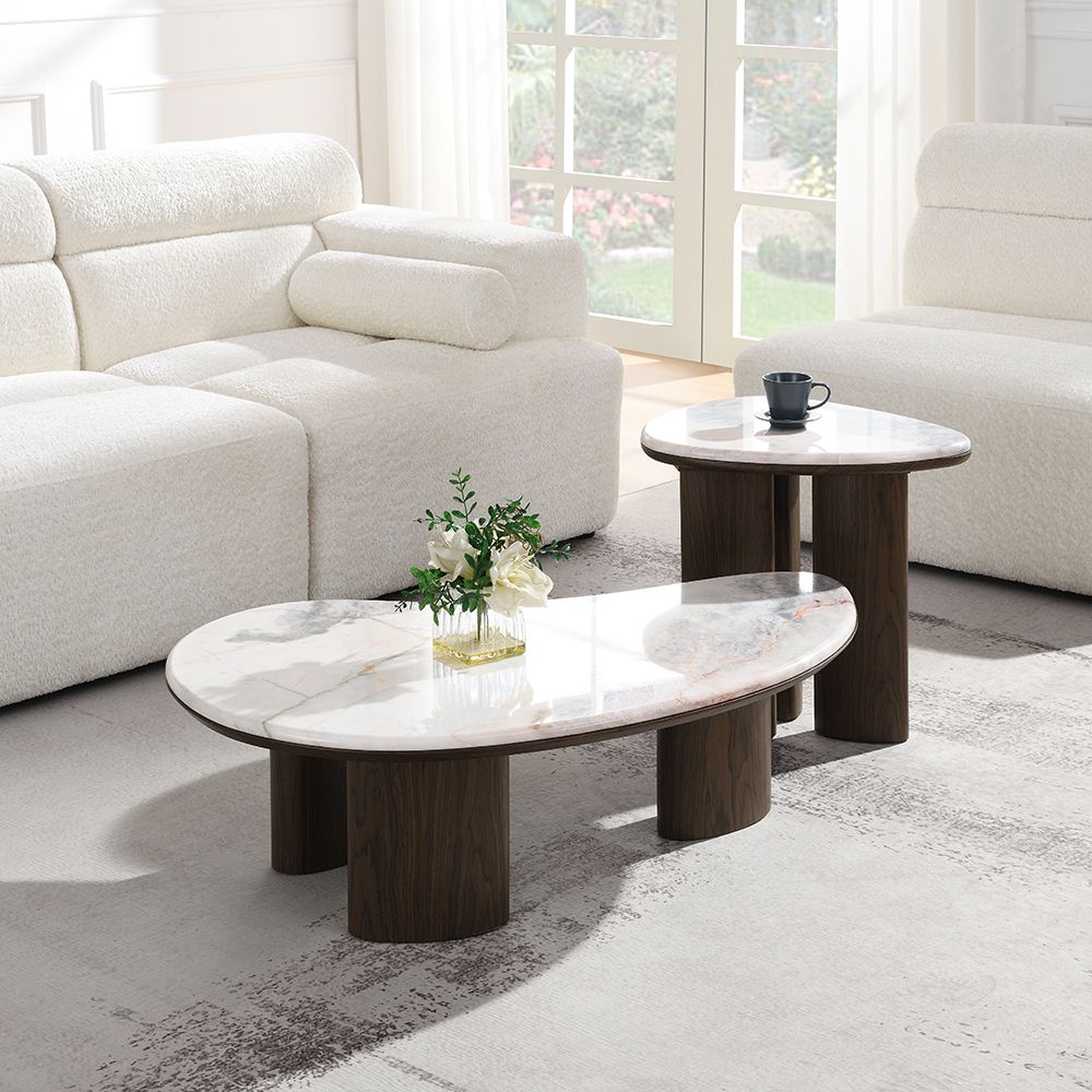 Hanale End Table with Natural Marble