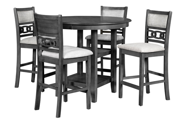Gia 5 Pc 42" Round Counter Dining Table &amp; 4 Chairs-Gray