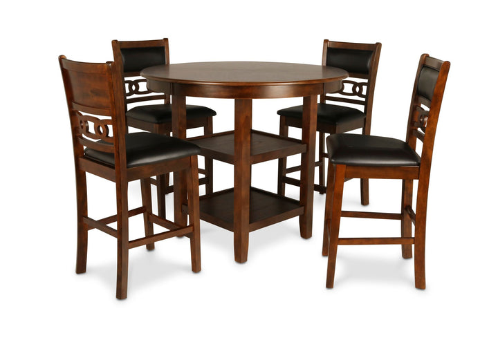 Gia 5 Pc 42" Round Counter Dining Table &amp; 4 Chairs-Brown