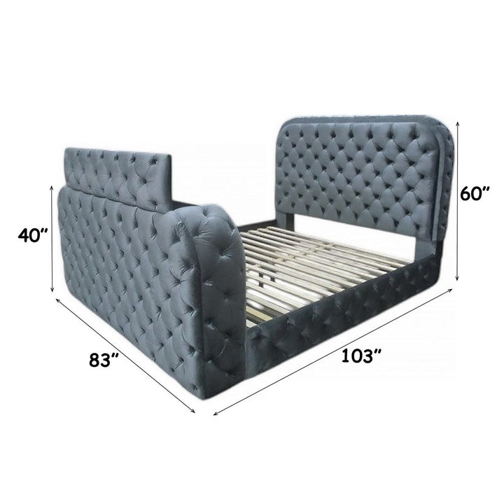 Kana Eastern King Bed w/LED, Fireplace &amp; TV Stand – dimensions diagram
