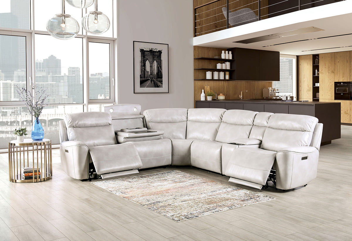 Edmondus Power Sectional, Light Taupe - view 2