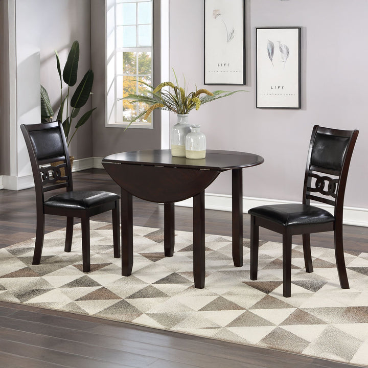 Gia 3 Pc 42" Drop Leaf Dining Table &amp; 2 Chairs-Ebony