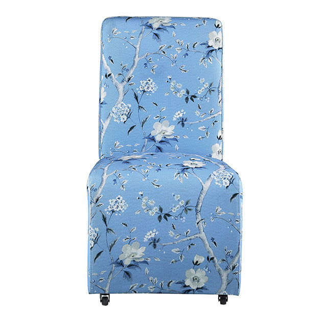 Durham Dining Chair W/ 4 Casters, Toile De Jouy Light Blue/White - view 2