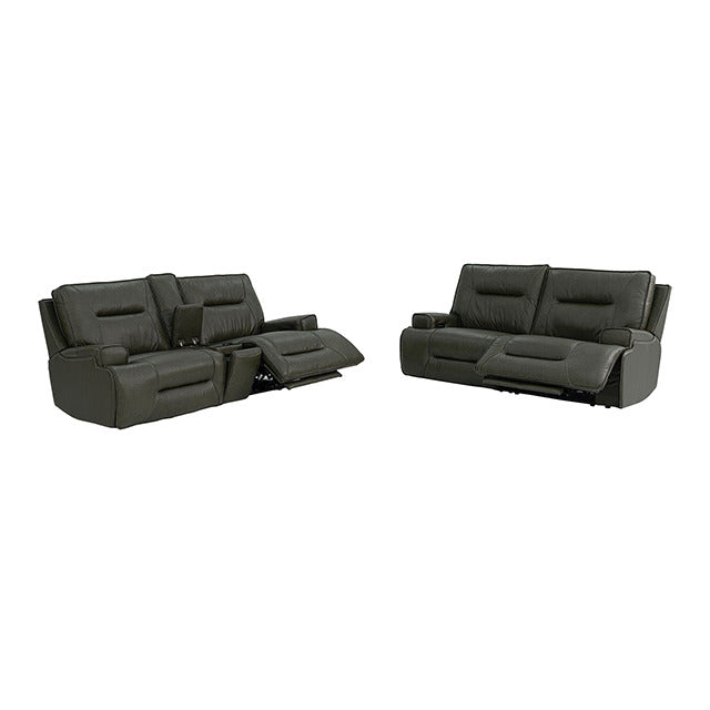 Dallas Oversized Power Sofa + Loveseat, Dark Olive Green