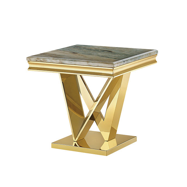 Villarsglane End Table, Gold/Green