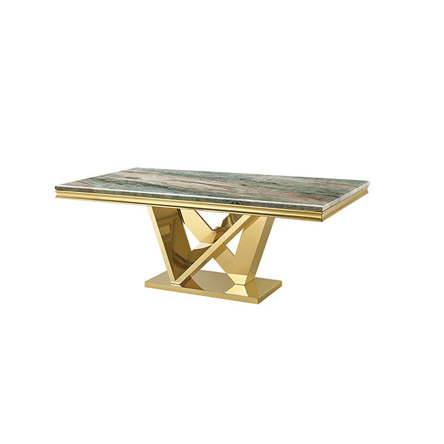 Valdevers Dining Table, Gold/Green