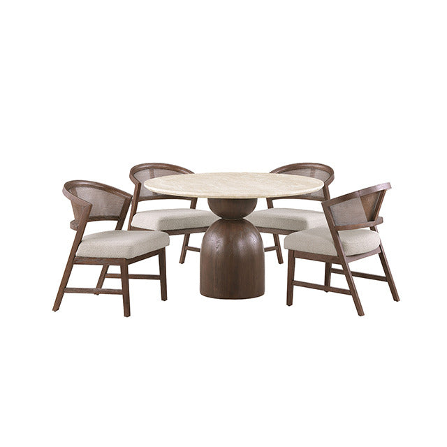 Cirava 5 Pc. Dining Table Set, Light Beige/Walnut - view 2