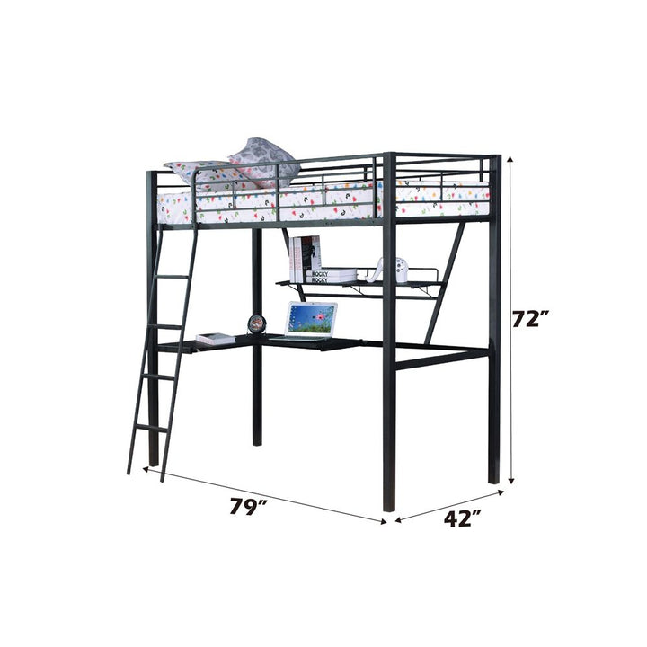 Senon Twin Loft Bed W/Desk – dimensions diagram