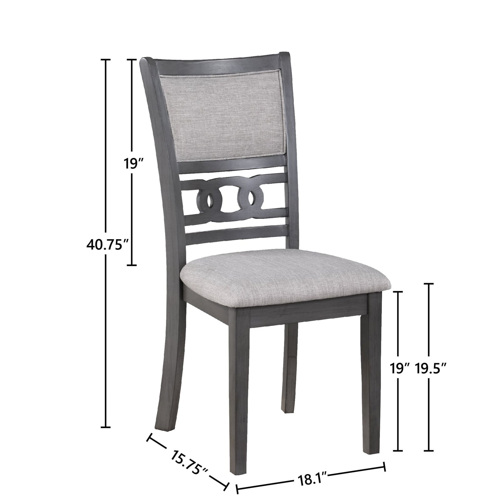 Gia 5 Pc 48" Rectangle Dining Table & 4 Chairs-Gray