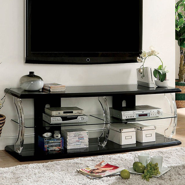 Ernst 60" Tv Stand, Black/Clear