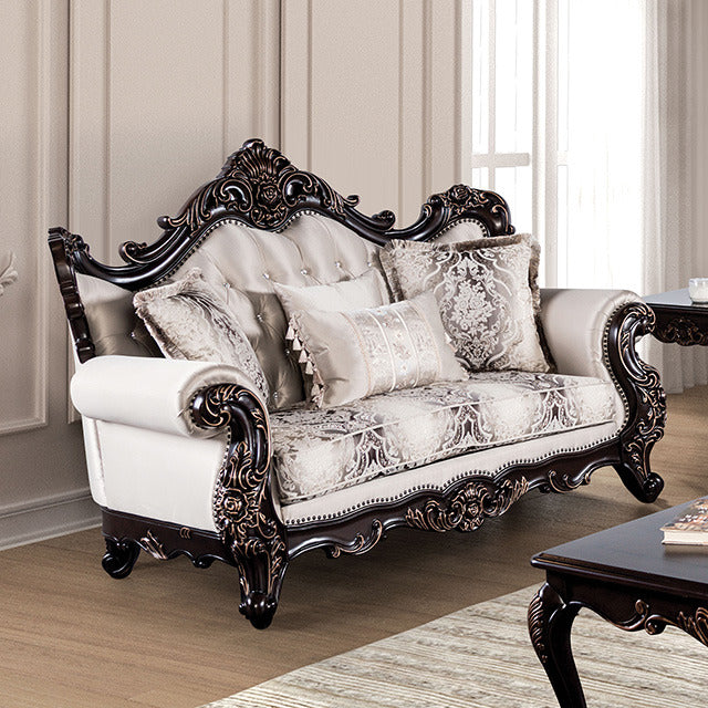 Palencia Loveseat, Dark Cherry/Beige