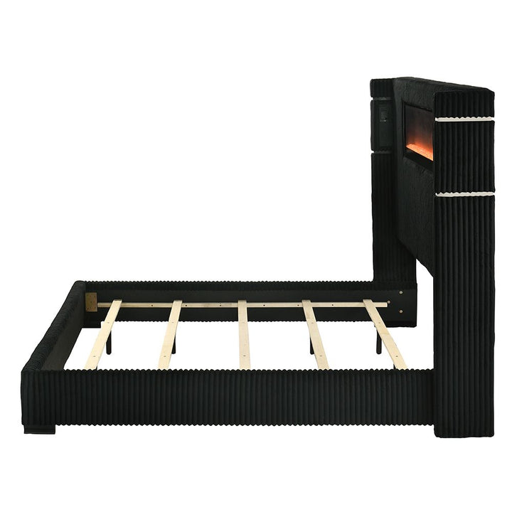 Garner EK Bed w/Fireplace, LED, Reading Light, Speaker, Bluetooth &amp; USB – view 4