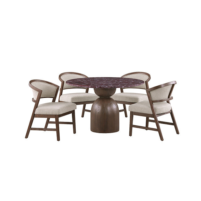 Cirava 5 Pc. Dining Table Set, Red/Walnut