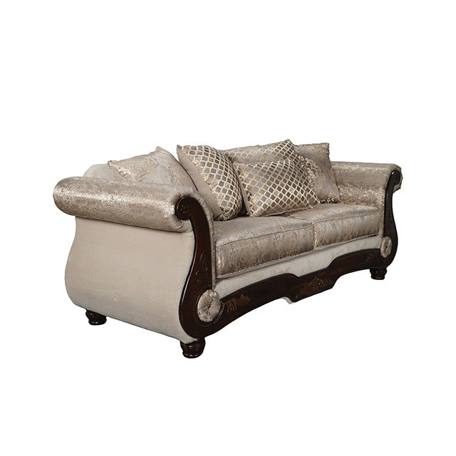 Fasciano Oversized Sofa + Loveseat, Beige Tan/Dark Cherry - view 4