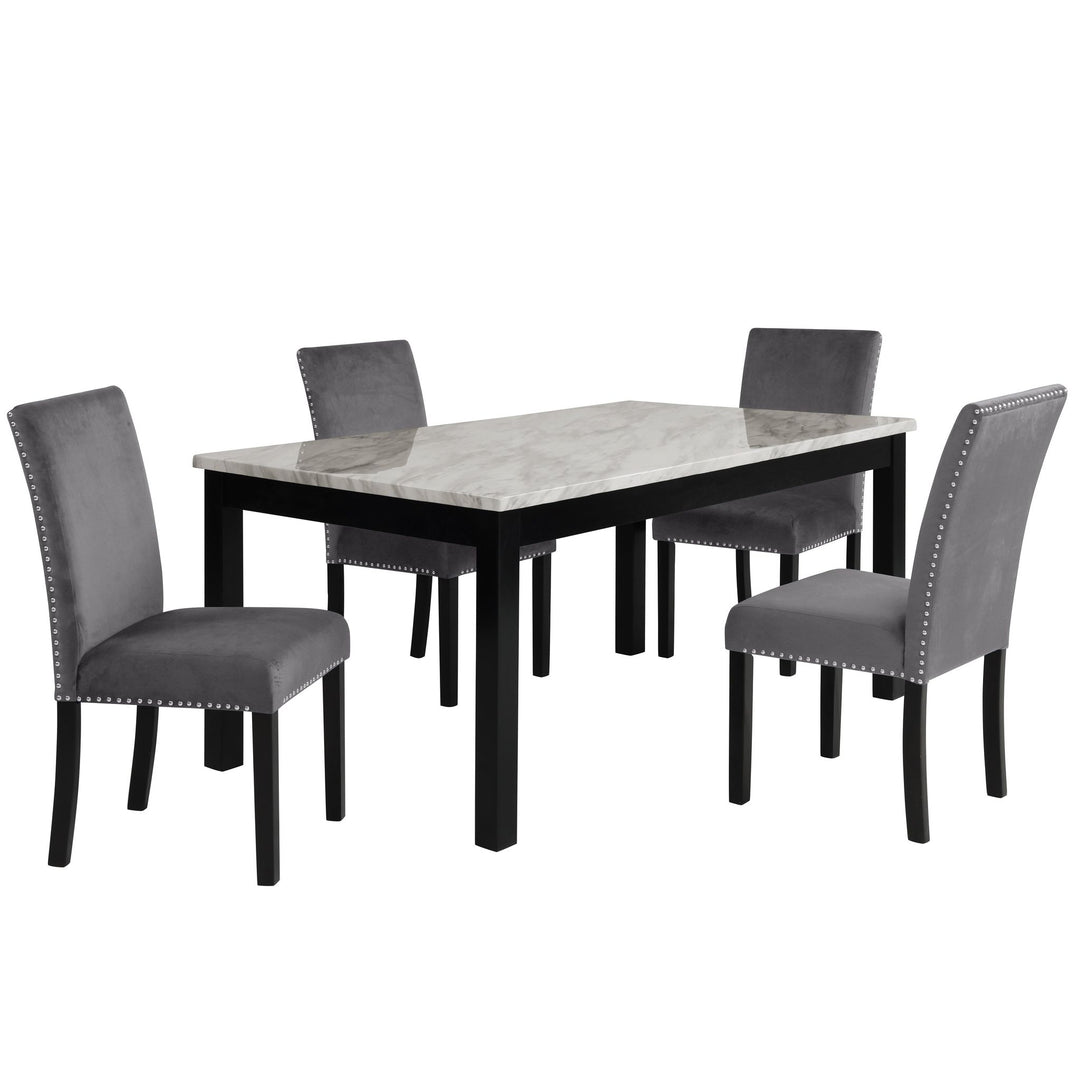 Celeste 64" Dining Table-Espresso/faux Marble