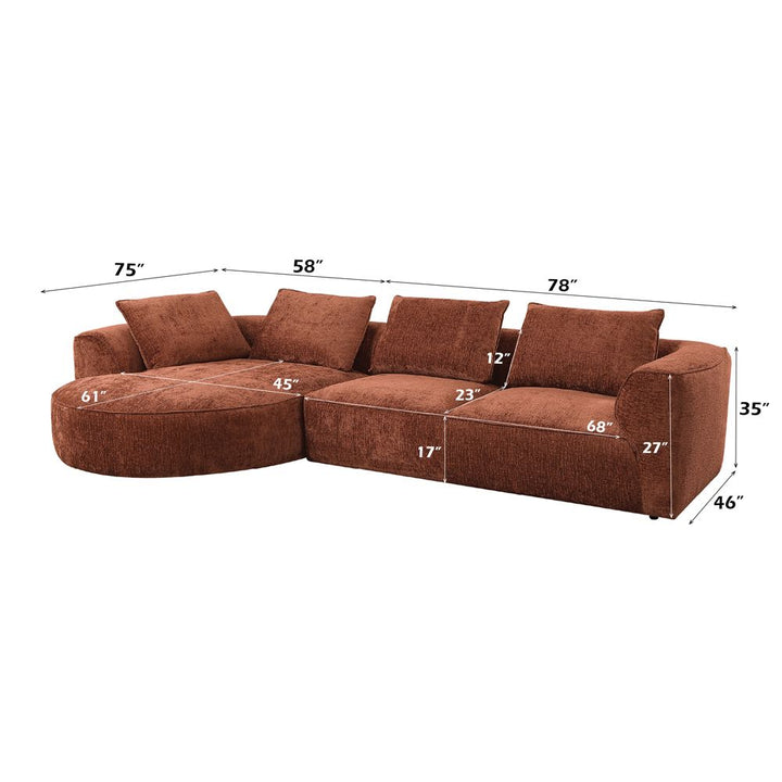 Aceso Sectional Sofa W/4 Pillows – dimensions diagram