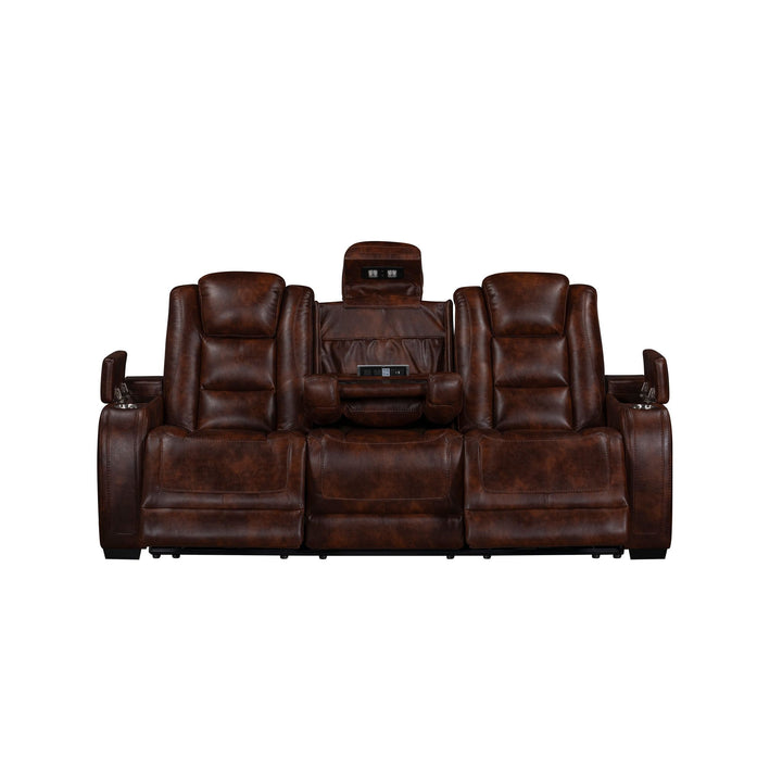 Chester Reclining Sofa W/pwr Hr &amp; Fr-Brown
