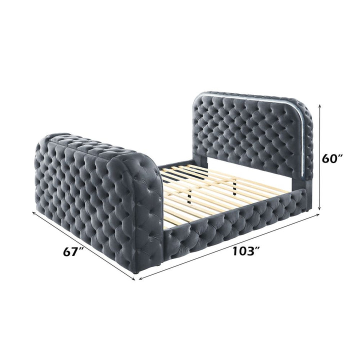 Kana Queen Bed w/LED, Fireplace &amp; TV Stand – dimensions diagram
