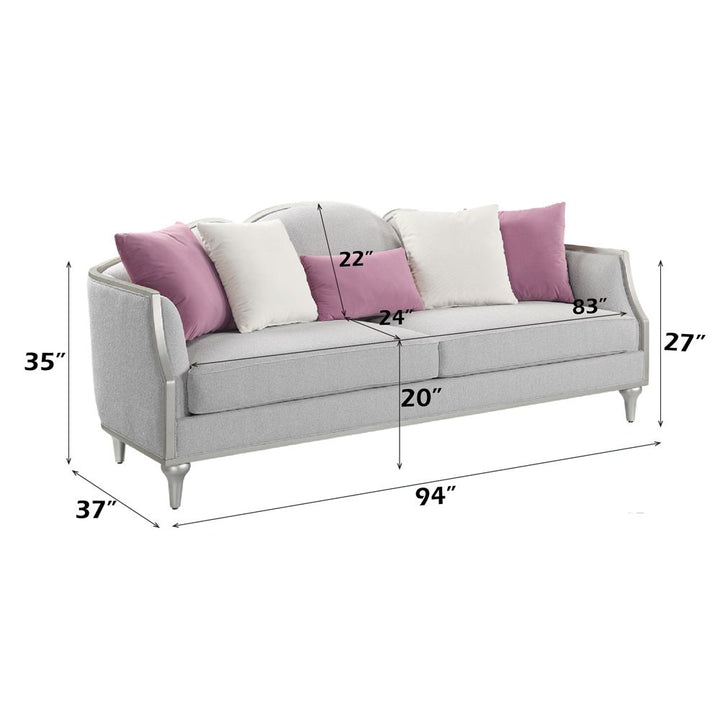 Kasa Sofa W/5 Pillows – dimensions diagram