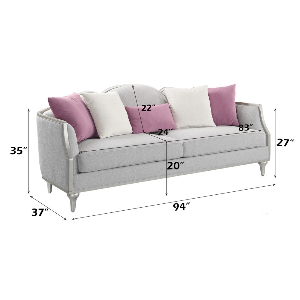 Kasa Sofa W/5 Pillows – dimensions diagram