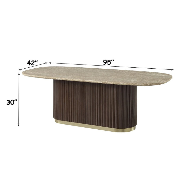 Clayten Dining Table w/Natural Marble Top – dimensions diagram