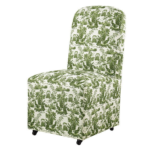 Canterbury Dining Chair, Toile De Jouy Olive Green/White