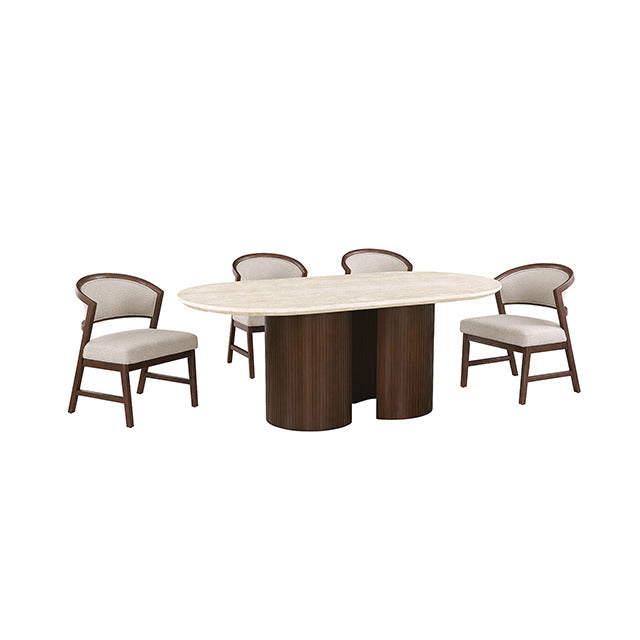 Narvik 5 Pc. Dining Table Set, Light Beige/Walnut - view 3