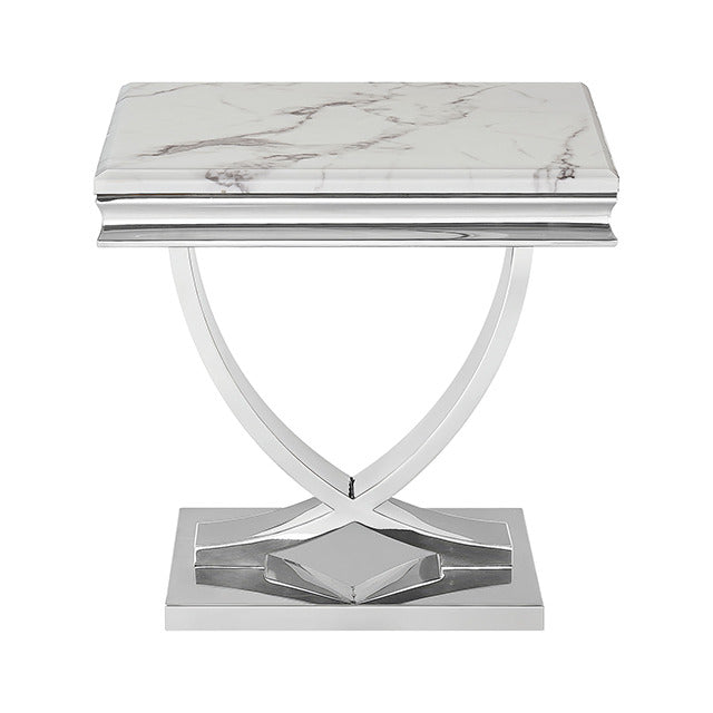 Wettingen End Table, White/Chrome - view 2