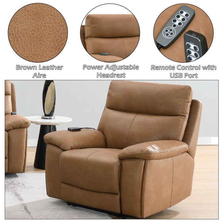 Chavis Power Motion Recliner w/USB &amp; Power Headrest – features callout