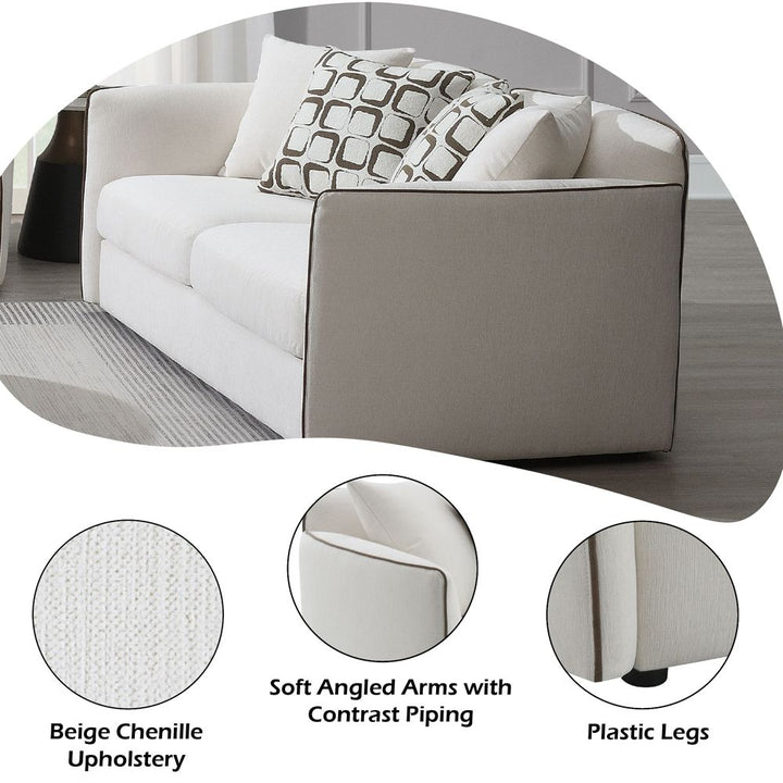 Yolanda Loveseat w/4 Pillows – features callout
