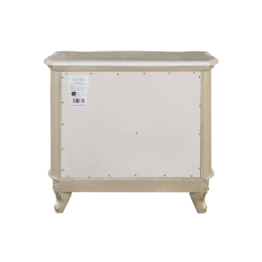 Monique Nightstand W/marble Top-Champagne